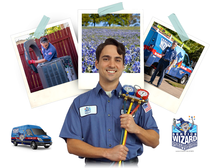 Service Wizard AC technician ready for summer